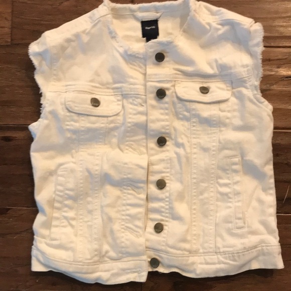 GAP Kids White Denim Vest Size M - Picture 1 of 10